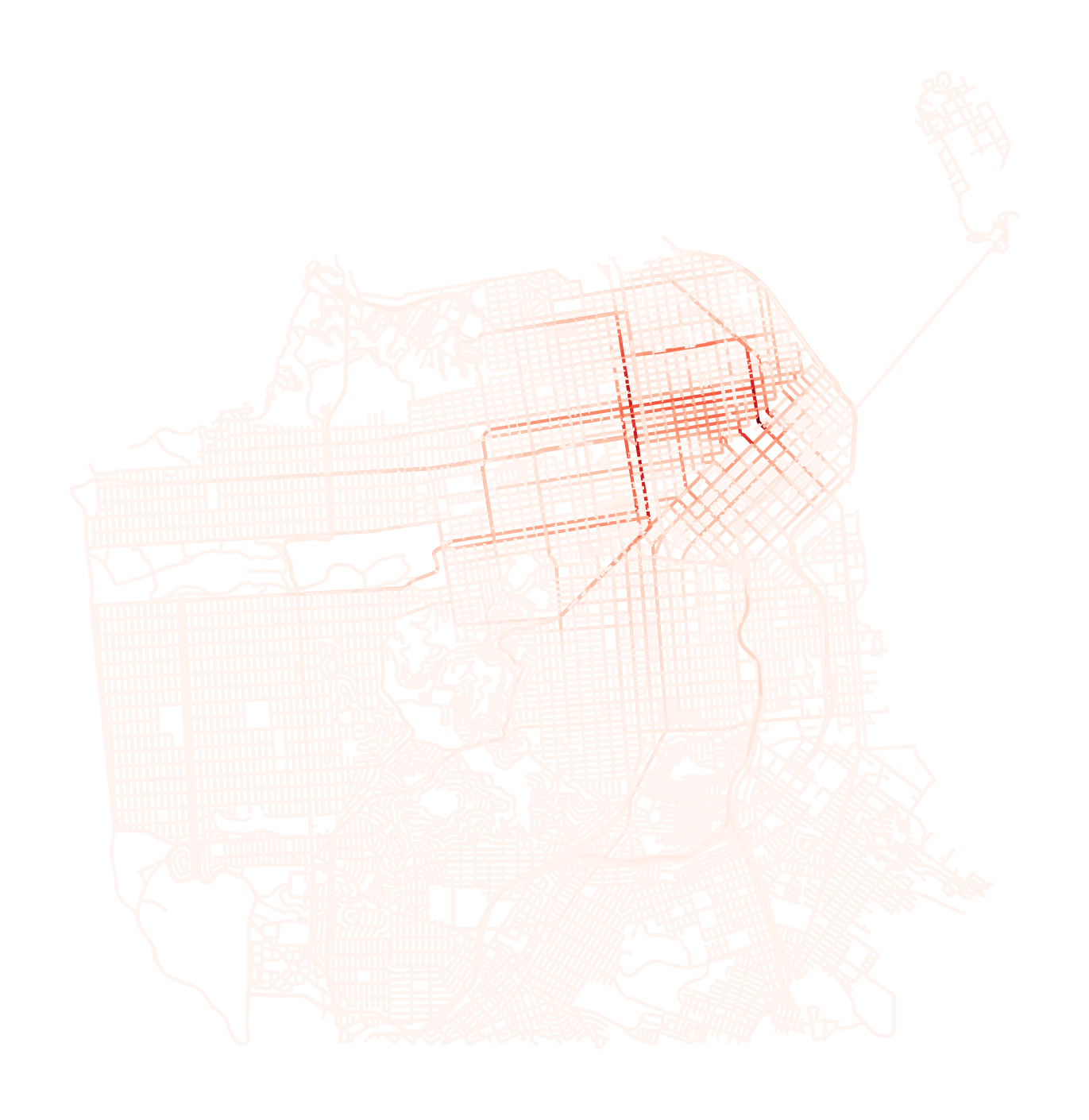 Real trajectories heatmap in San Francisco