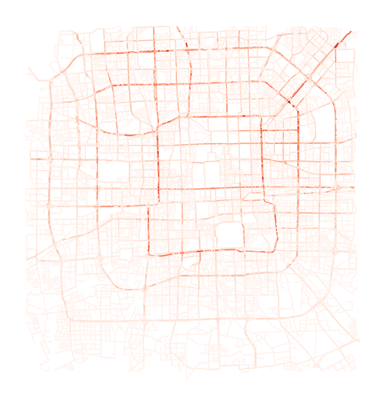 Real trajectories heatmap in Beijing