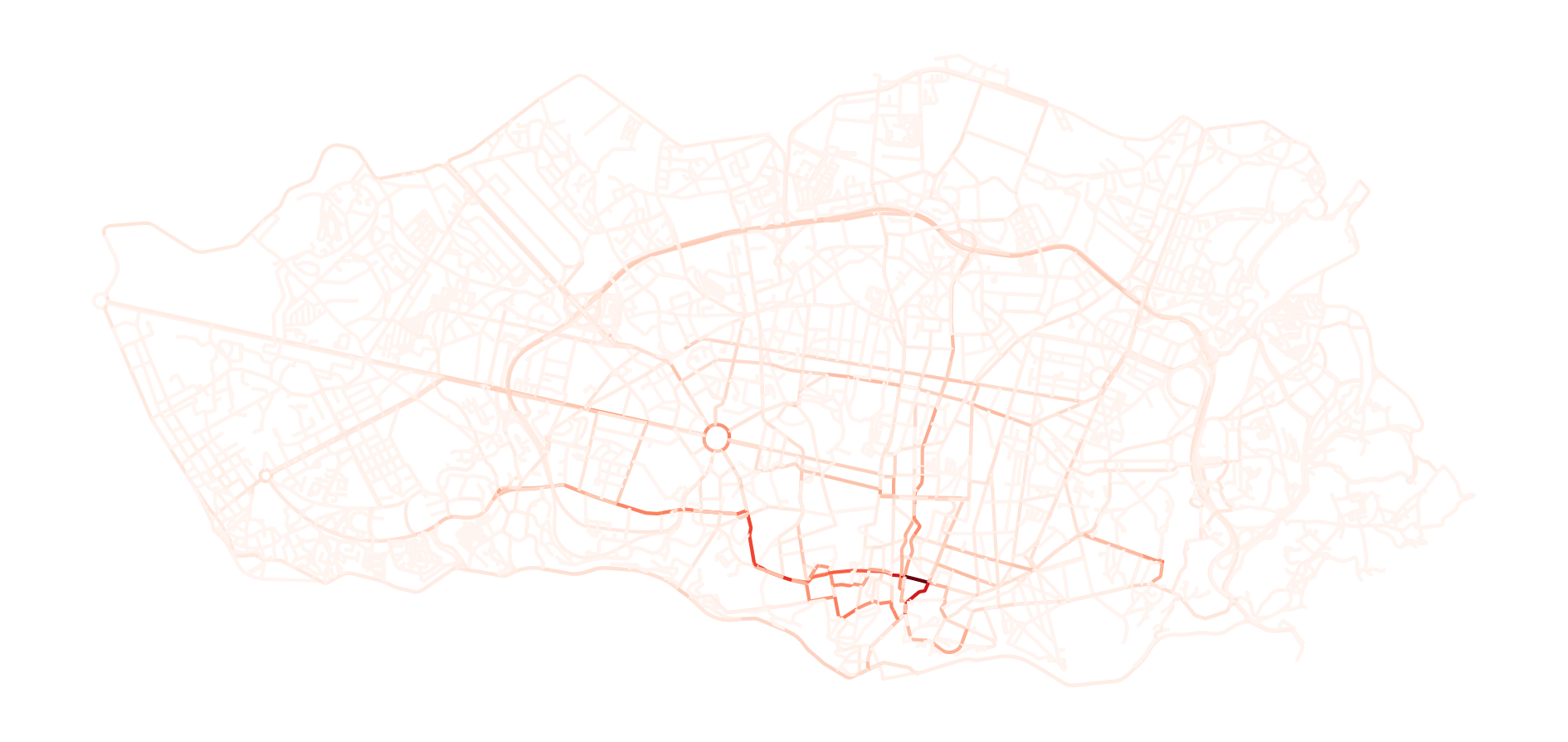 Real trajectories heatmap in Porto